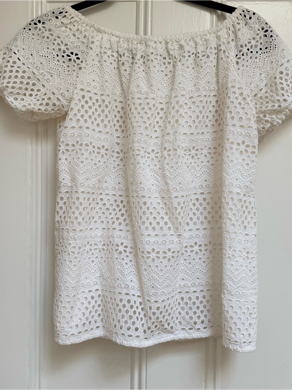 Michael Kors White Eyelet Off-Shoulder Blouse, medium